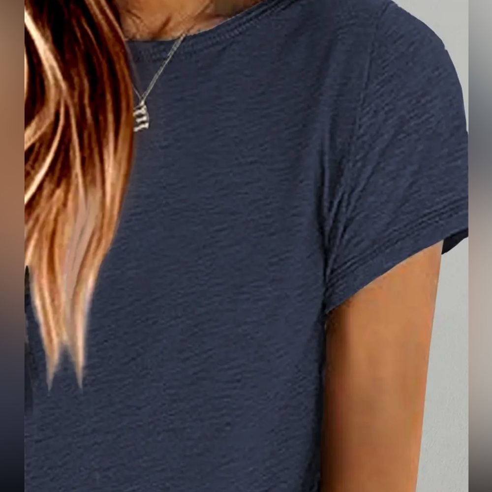 Blue Salty Graphic Tee with Yellow and White Design. Ladies Cotton,Poly,Spandex - Picture 5 of 9